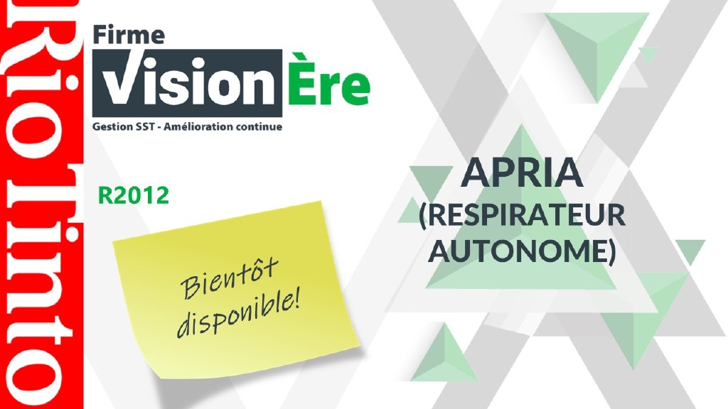 APRIA (respirateur autonome) – Rio Tinto (Code : R2012)