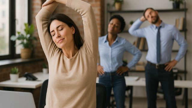 Exercices d’étirement et pauses actives