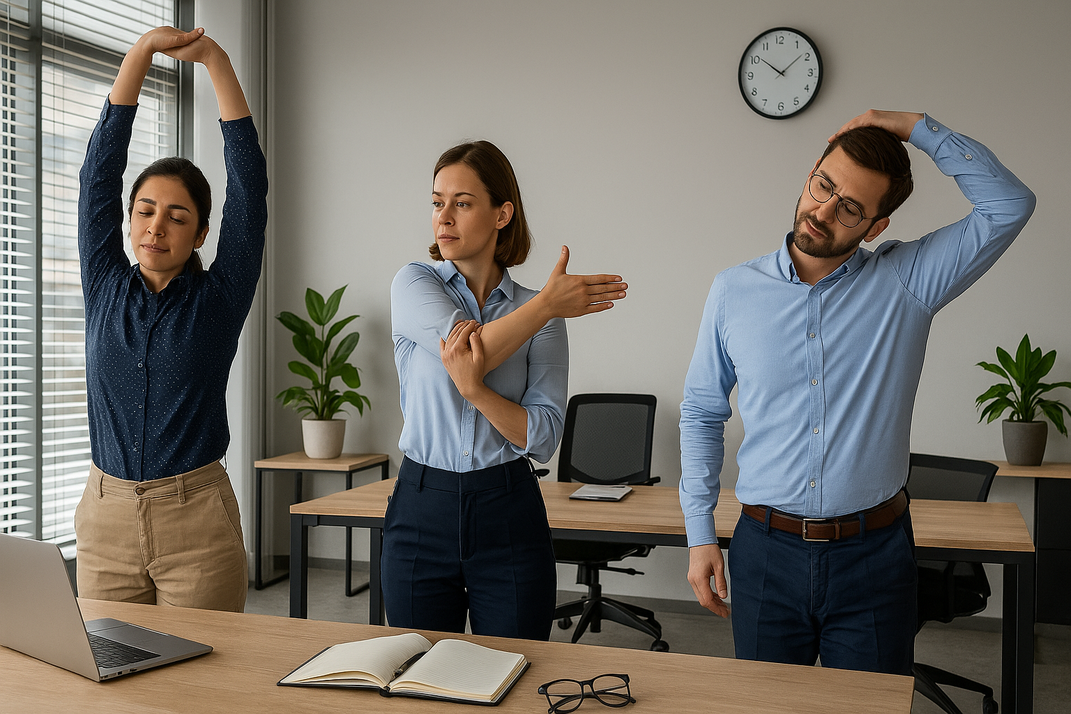 Stretching in action: practical exercises for three professional situations