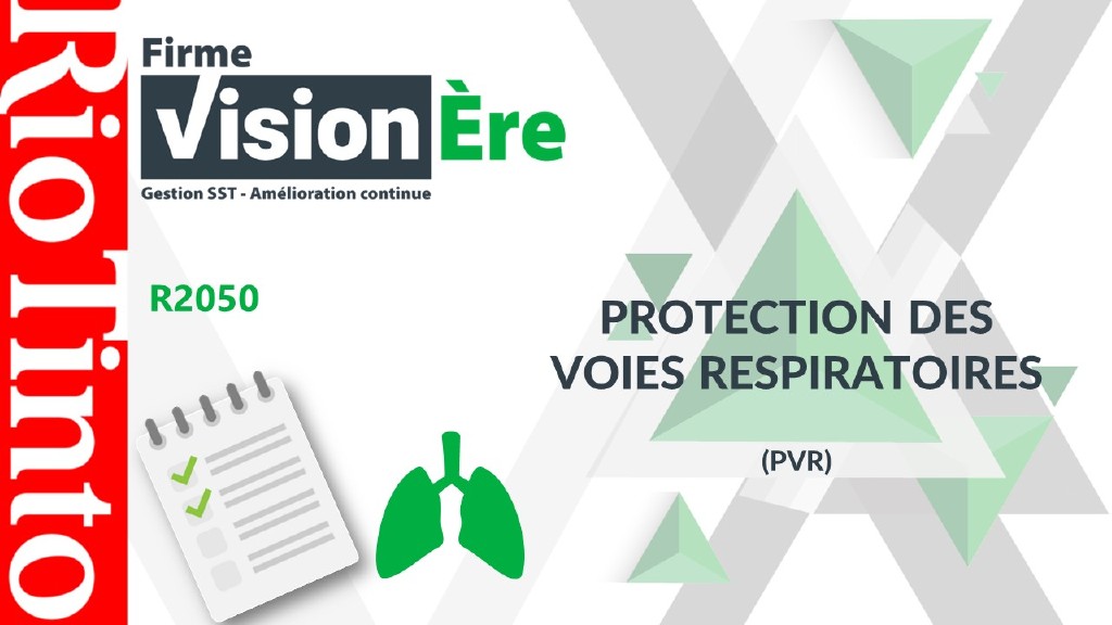 Protection de voies respiratoires – Rio Tinto (Code : R2050)